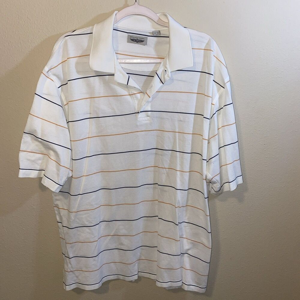 Straight Down Men’s Polo Orange/Blue Stripes